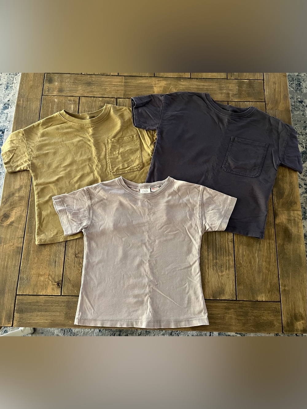 ZARA Kids Short Sleeve Tees - Bronze-Yellow,Bluish/Purple, Muted Rose size 3-4yr